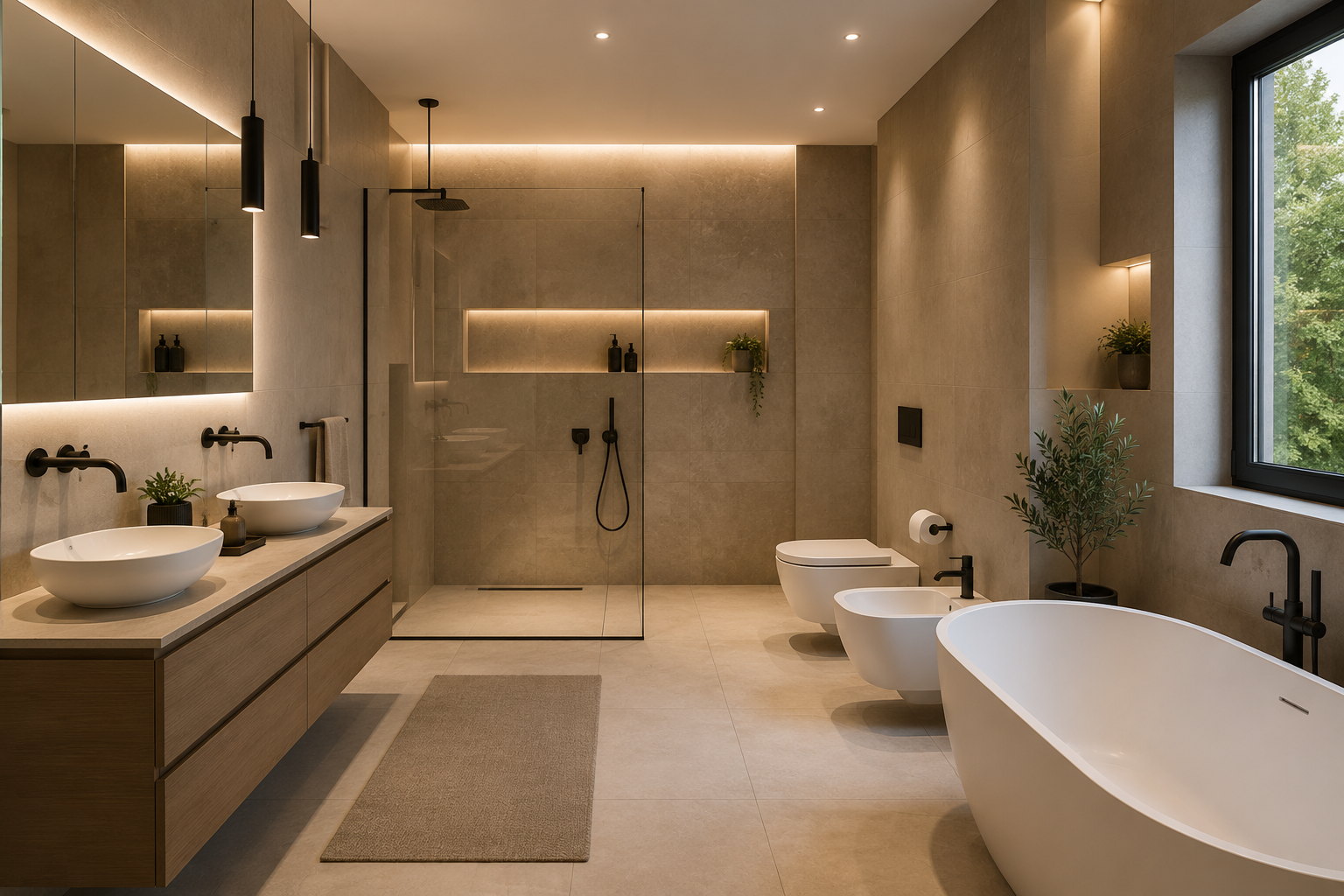 Render indicativo di uno dei bagni della villa