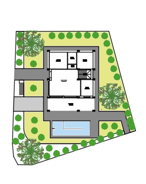 Planimetria generale della villa con giardino e piscina
